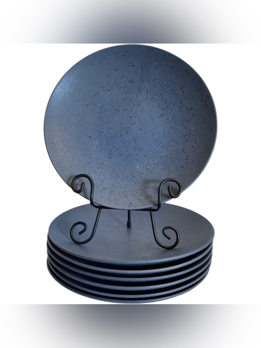 RARE Crate Barrel Craft Indigo Stoneware Coupe Dinner Plate 11" Made in Portugal